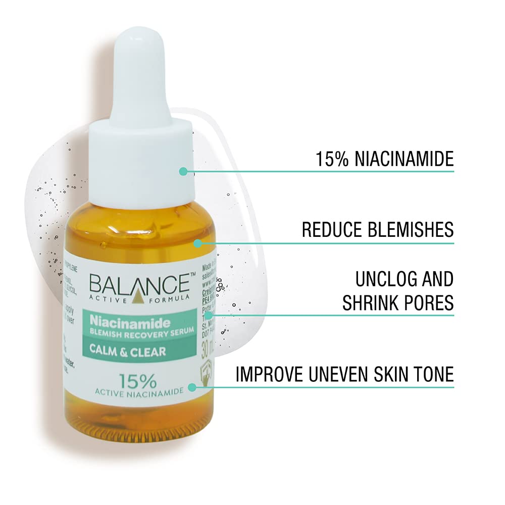 BALANCE ACTIVE NIACINAMIDE BLEMISH RECOVERY SERUM CALM & CLEAR 30ml/1oz image 0