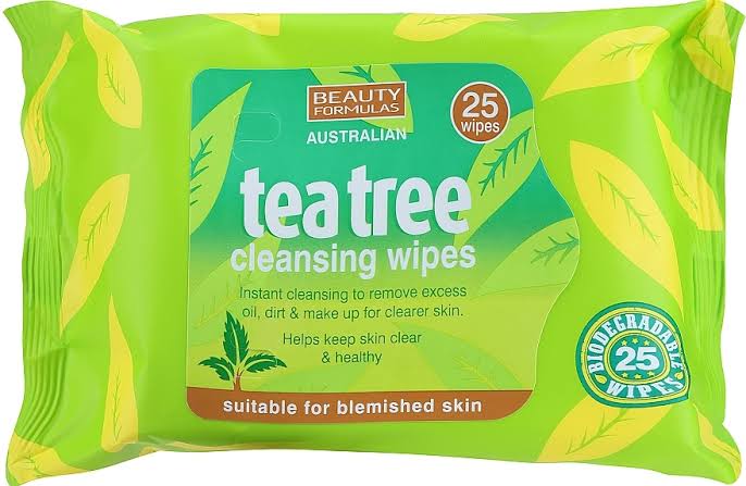 BEAUTY FORMULAS TEA TREE CLEANSING WIPES - 25 wipes image 0