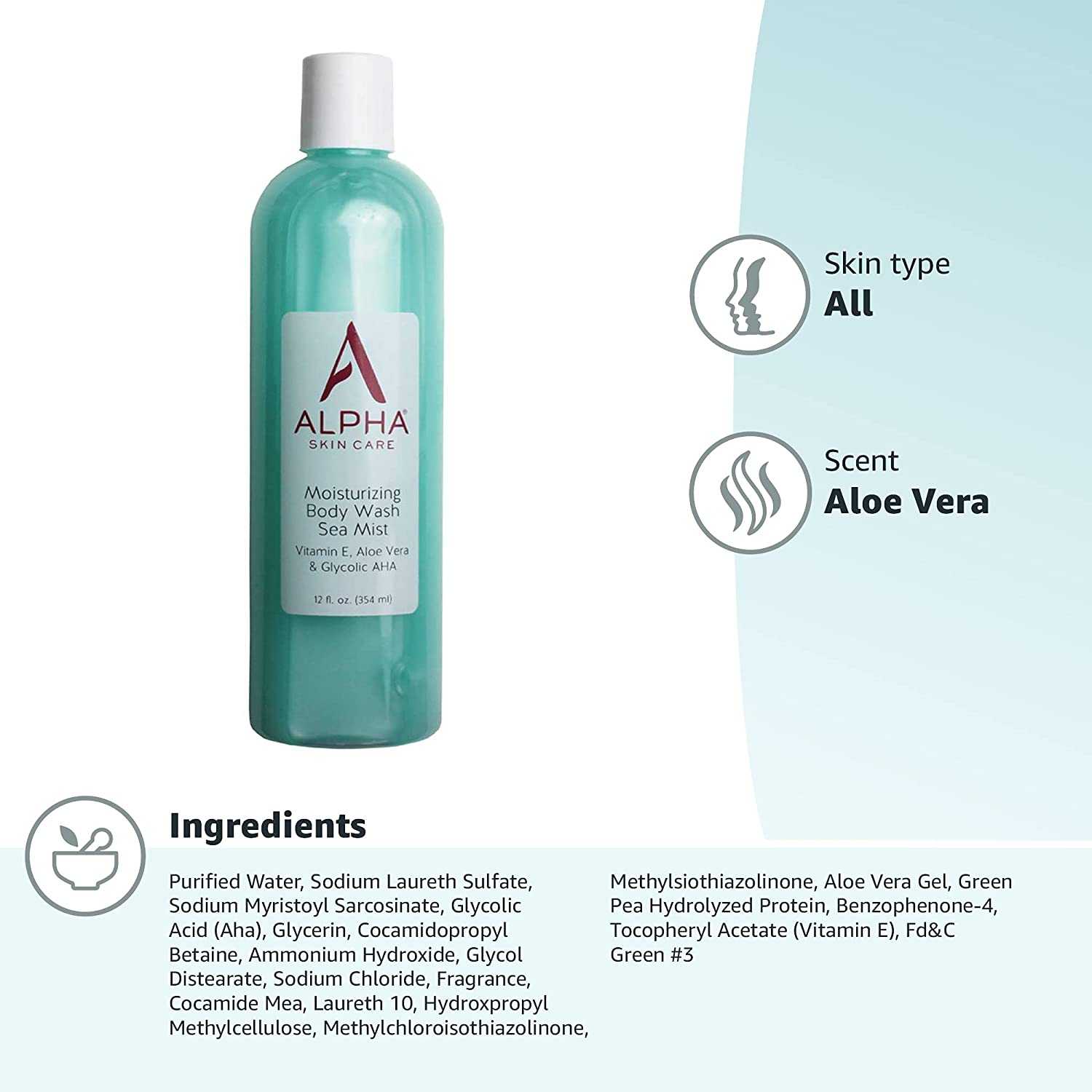 ALPHA SKIN CARE MOISTURIZING BODY WASH SEA MIST 12oz/354ml image 0