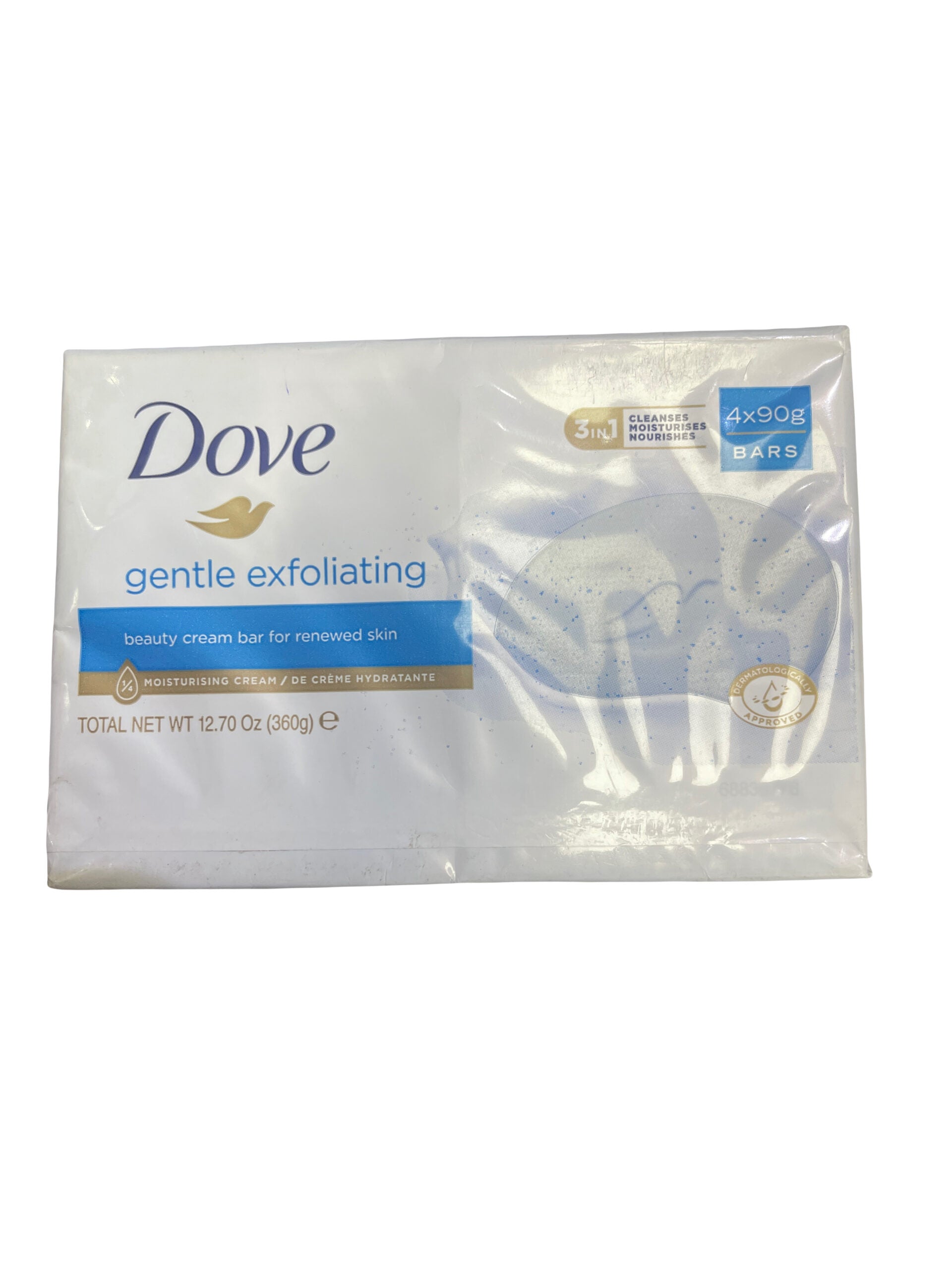 DOVE GENTLE EXFOLIATING BEAUTY CREAM BAR FOR RENEWED SKIN 4X90g image 0