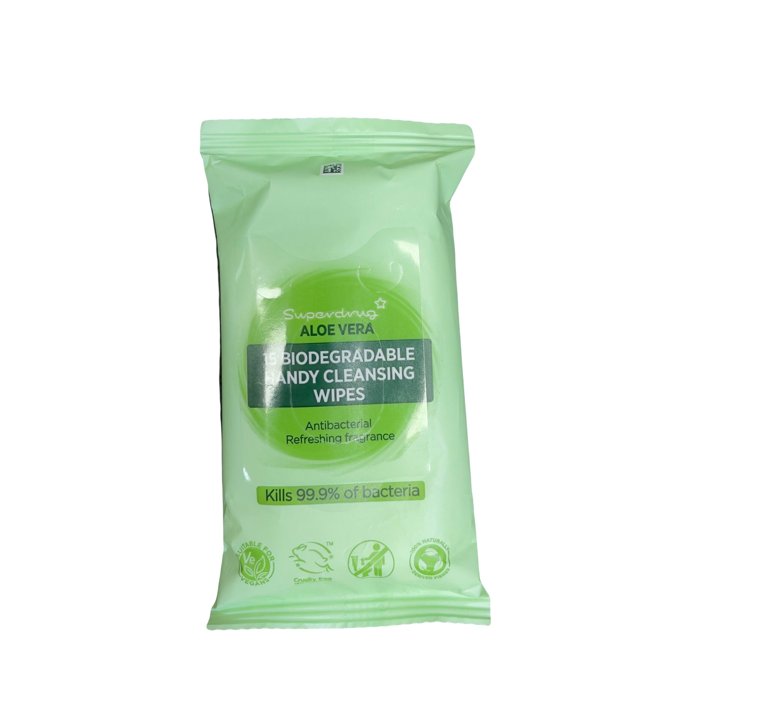 SUPERDRUG ALOE VERA 15 BIODEGRADABLE HANDY CLEANSING WIPES image 0