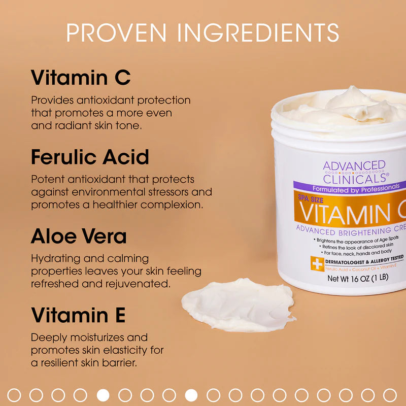 ADVANCED CLINICALS VITAMIN C ADVANCED BRIGHTENING CREAM 16oz/1LB image 0