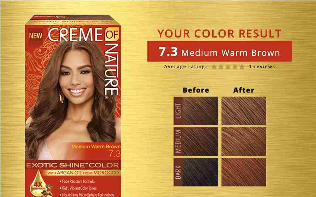 CREME OF NATURE EXOTIC SHINE COLOR WITH ARGAN OIL FROM MOROCCO MEDIUM WARM BROWN 7.3 image 1