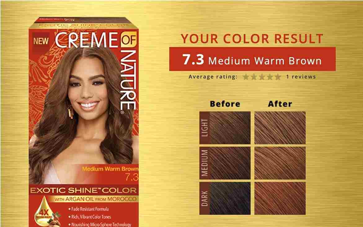 CREME OF NATURE EXOTIC SHINE COLOR WITH ARGAN OIL FROM MOROCCO MEDIUM WARM BROWN 7.3 image 1