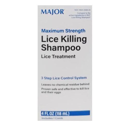 MAJOR MAXIMUM STRENGTH LICE KILLING SHAMPOO LICE TREATMENT 4oz/118ml