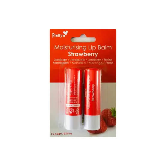 PRETTY MOISTURISING LIP BALM STRAWBERRY 2x4.3g/0.15oz image 0