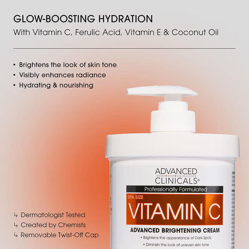 ADVANCED CLINICALS VITAMIN C ADVANCED BRIGHTENING CREAM 16oz/1LB/454g