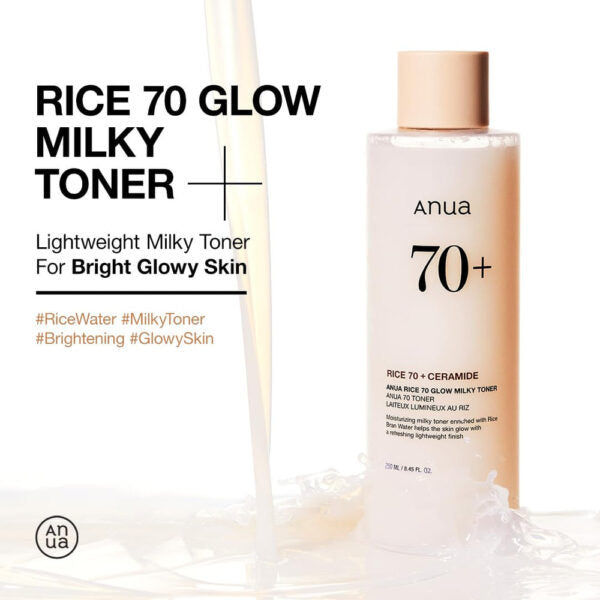 ANUA RICE 70 + CERAMIDE GLOW MILKY TONER 250ml/8.45oz