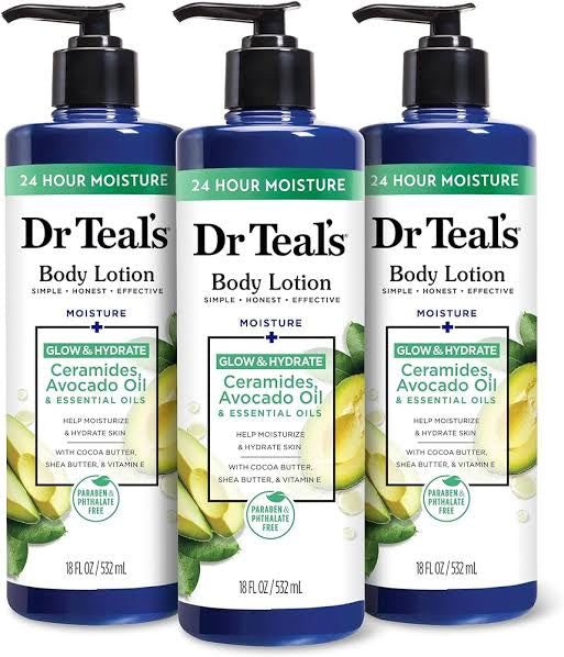 DR TEAL’S BODY LOTION GLOW & HYDRATE CERAMIDES, AVOCADO OIL & ESSENTIAL OIL 18oz/532ml image 0