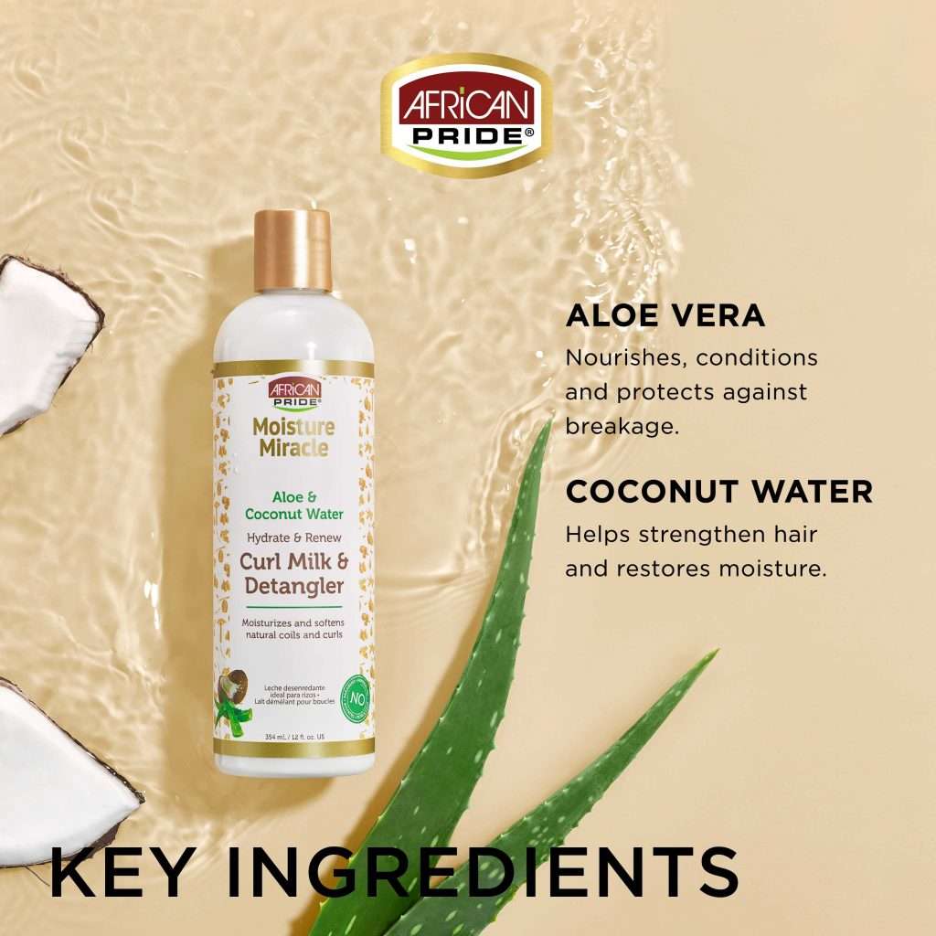 AFRICAN PRIDE ALOE & COCONUT WATER CURL MILK & DETANGLER 12oz image 0
