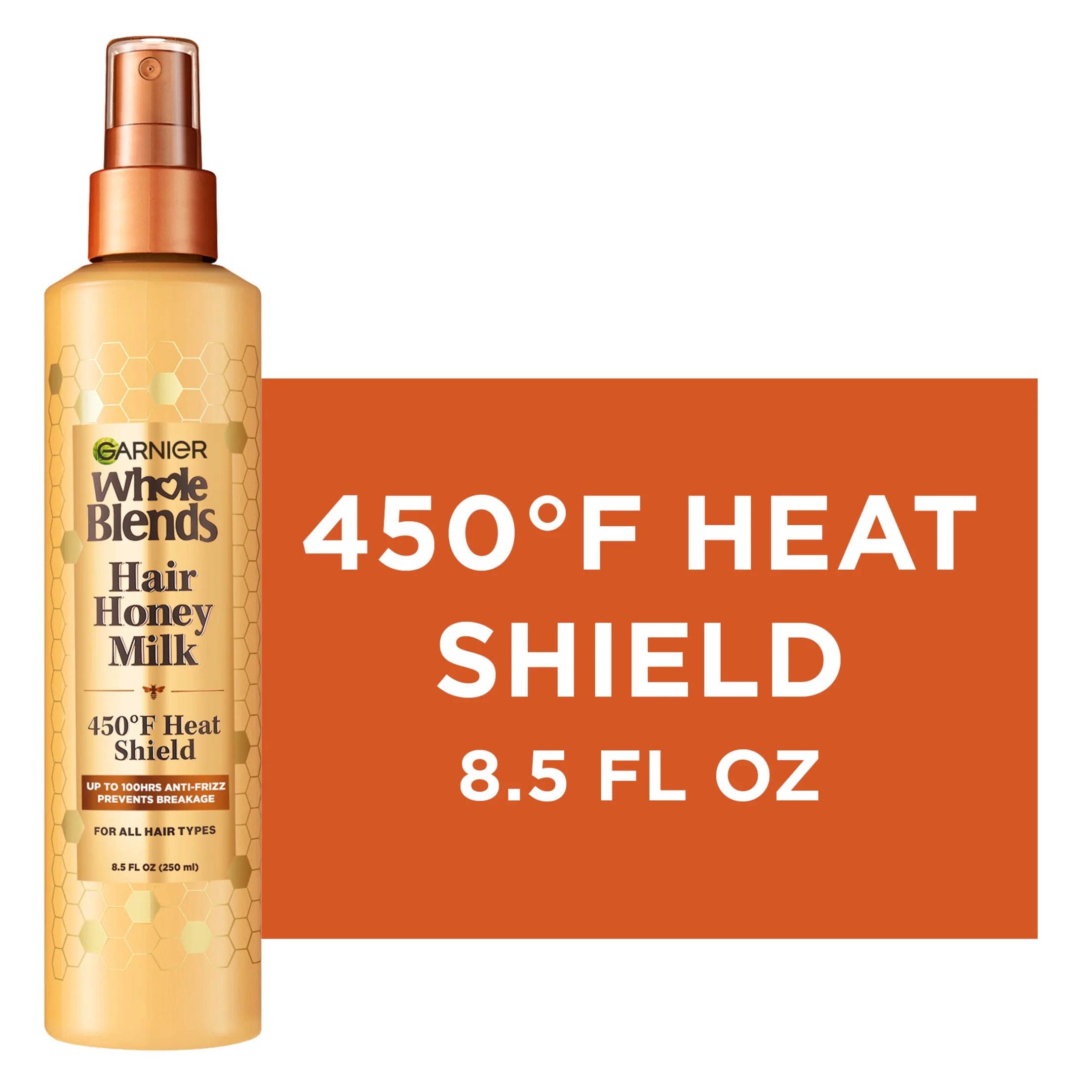 GARNIER WHOLE BLENDS HAIR HONEY MILK 450•F HEAT SHIELD 8.5oz/250ml