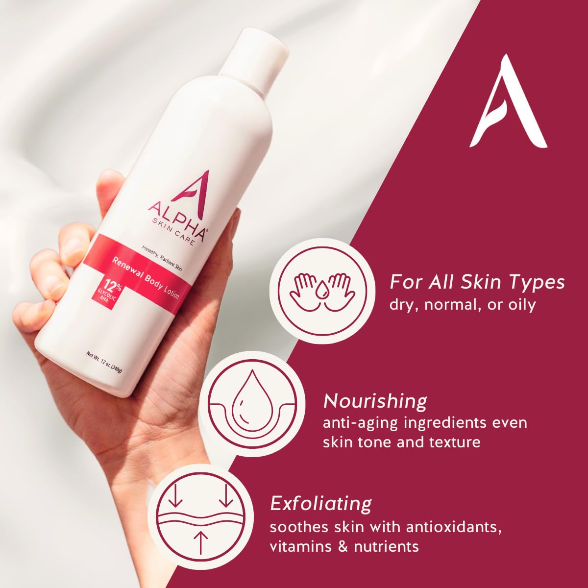 ALPHA SKIN CARE RENEWAL BODY LOTION 12% GLYCOLIC AHA 12oz/340g image 0