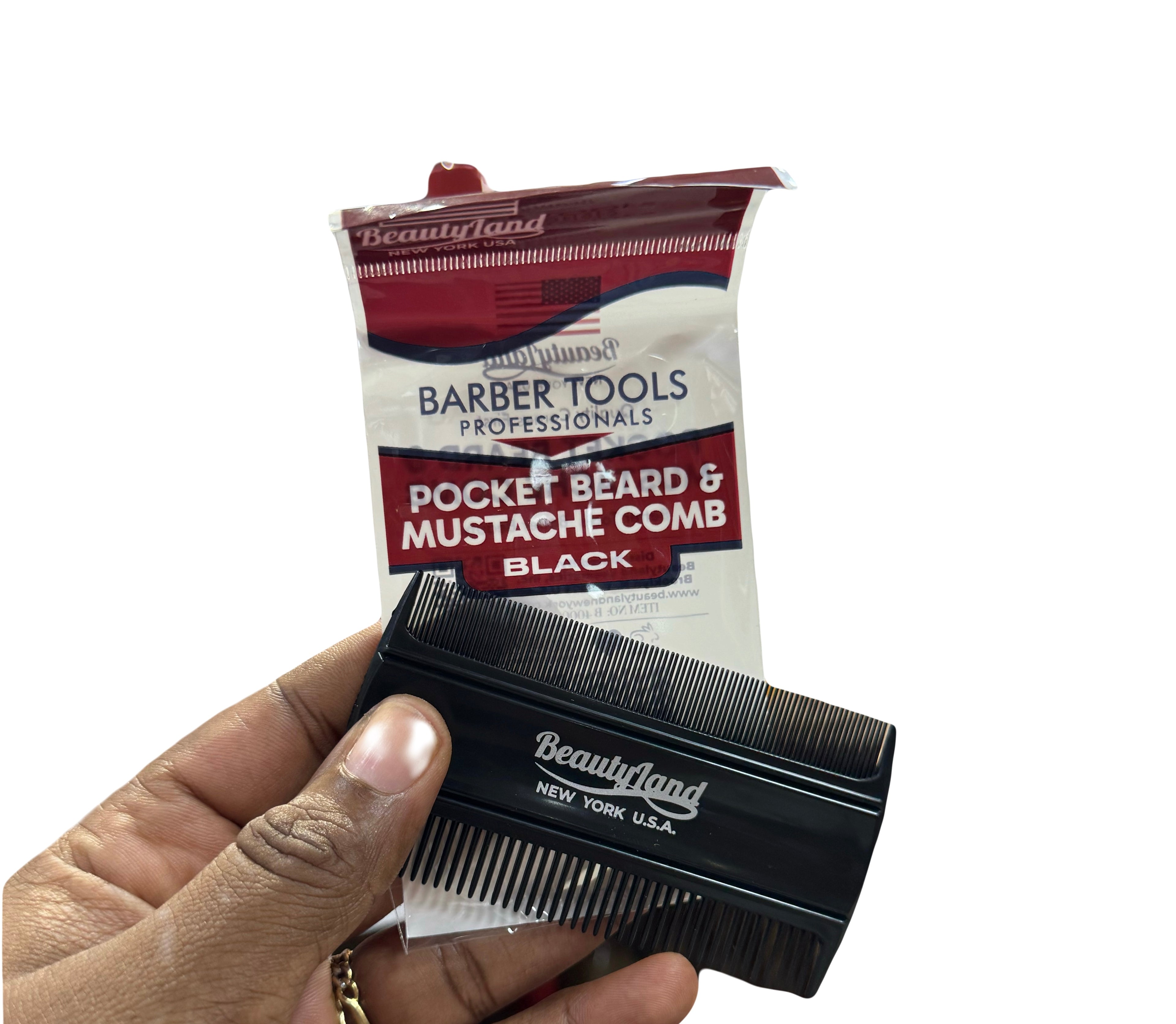 BEAUTYLAND POCKET BEARD & MUSTACHE COMB - BLACK