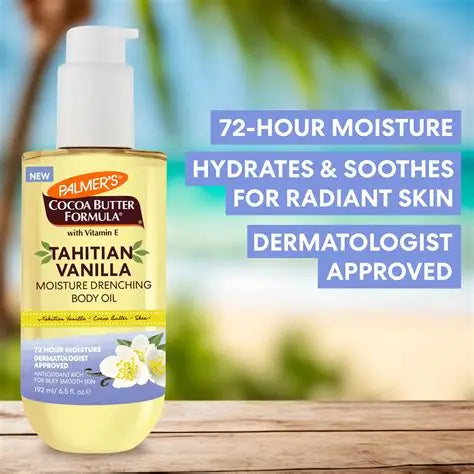PALMER’S TAHITIAN VANILLA MOISTURE DRENCHING BODY OIL 192ml/6.5oz