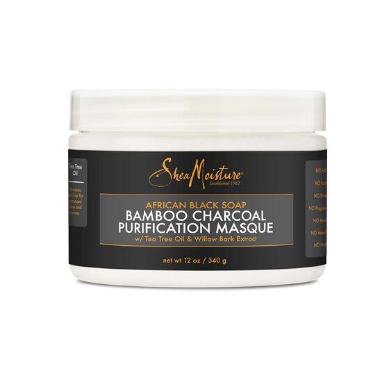 SHEA MOISTURE AFRICAN BLACK SOAP BAMBOO CHARCOAL PURIFICATION MASQUE 12oz/
