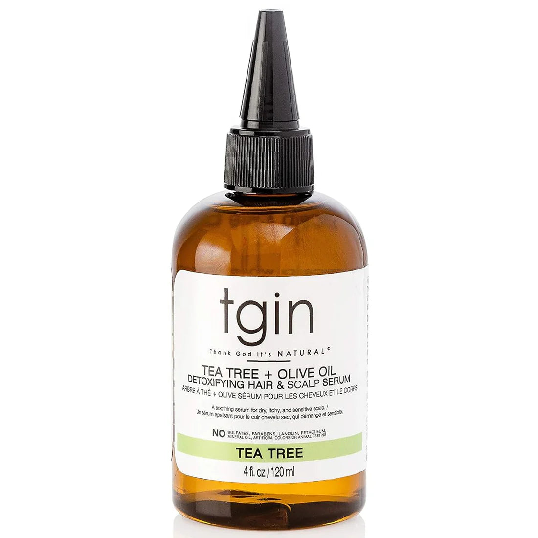 TGIN TEA TREE + OLIVE OIL DETOXIFYING HAIR & SCALP SERUM 4oz/120ml